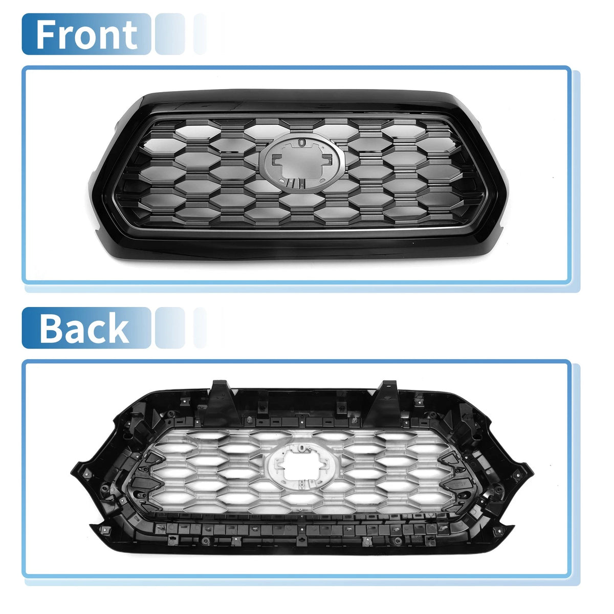 Front Bonnet Bumper Grille for Toyota Tacoma 2021-2023 Black Deep Gray