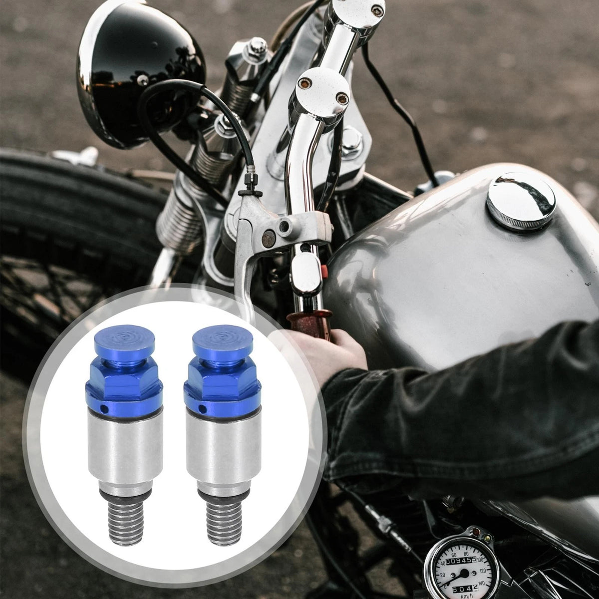 2pcs / M5x0.8 / Motorcycle Screw Fork Air Bleeder Valve for Honda Yamaha Blue