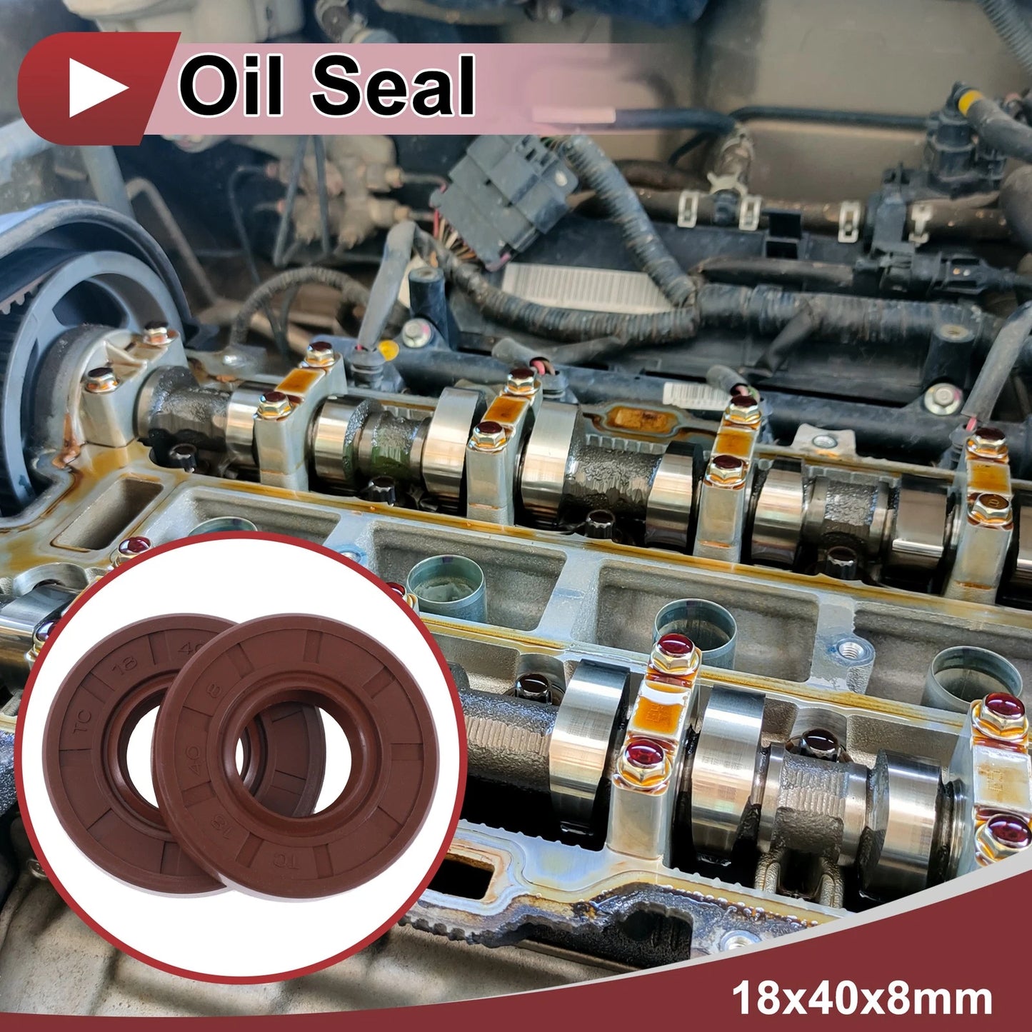 Oil seal / 2 x 18x40x8mm / Rotary shaft seal FKM brown for Vehicle