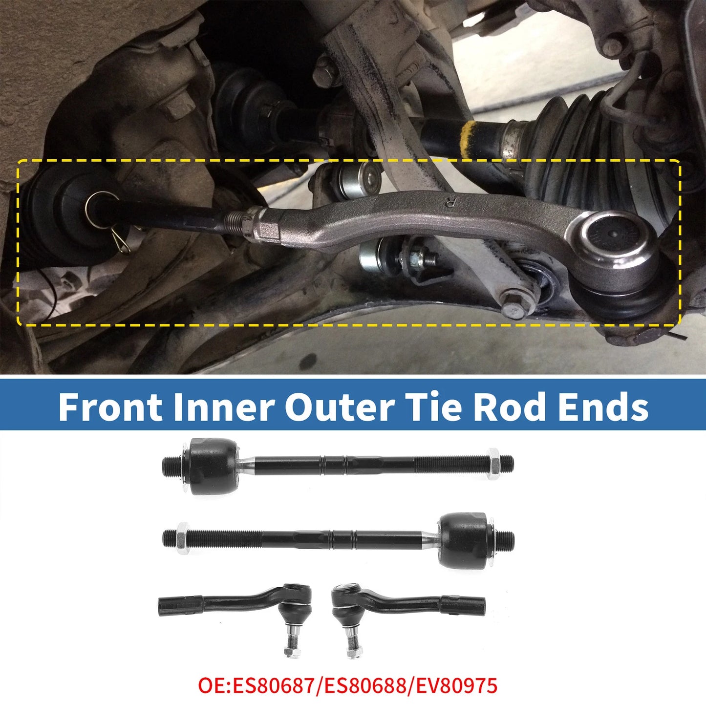 4pcs Front Inner Outer Tie Rod Ends for Mercedes-Benz C55 (2005-2006)