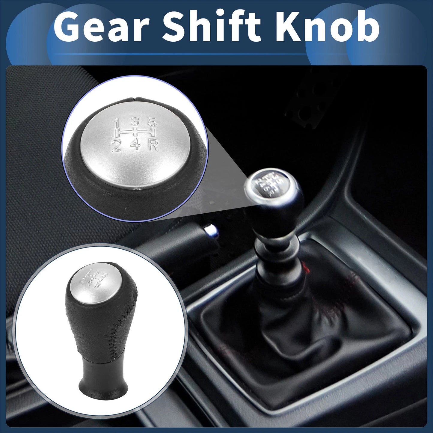 5 Speed Gear Shift Knob for Honda Accord (2003-2008) Black Silver Tone