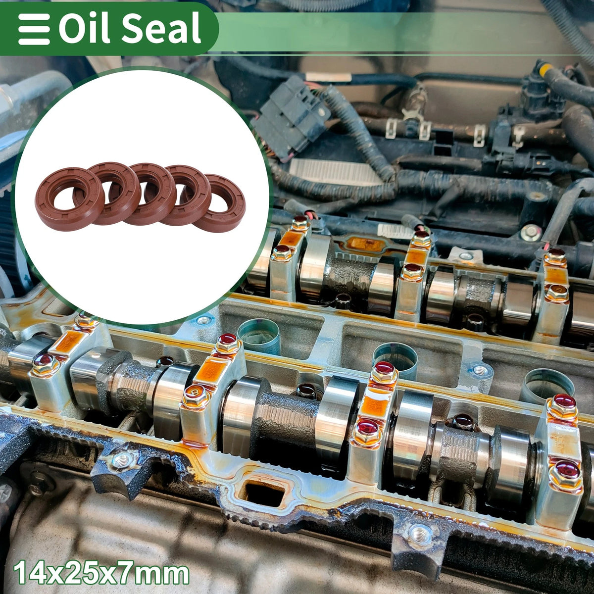 Oil Seal / 14x25x7mm / Seal Ring Rotary Shaft Seal Rubber for Make Model