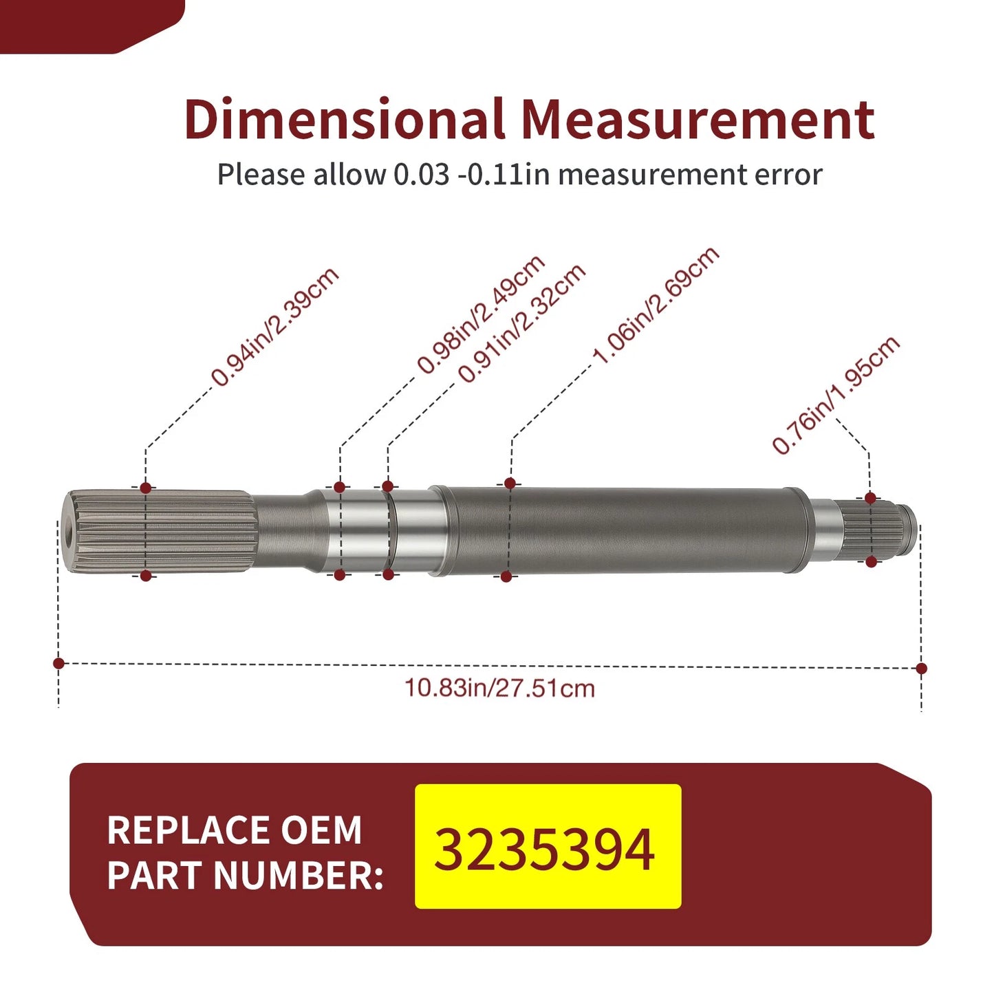 Front Output Shaft for Polaris RZR Ranger Diesel Brutus
