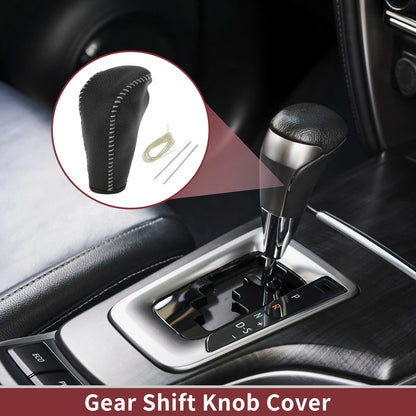 Gear Shift Knob Cover for BMW 3 Series E90 Black Beige Faux Leather (2004-2012)