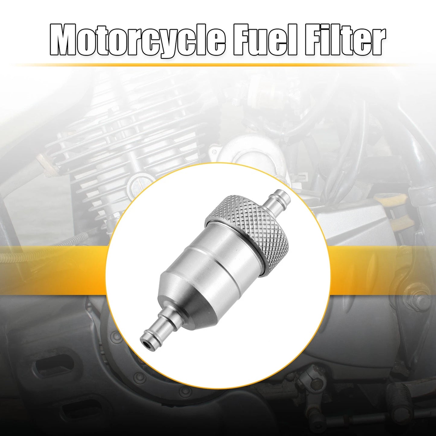 6.4mm 1/4" Dia Hose Petrol Oil Fuel Filter Cleaner Silver Tone for Motorcycle