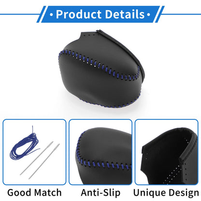 Shift Knob Cover for Infiniti QX50 Black Blue Faux Leather (2019-2024)