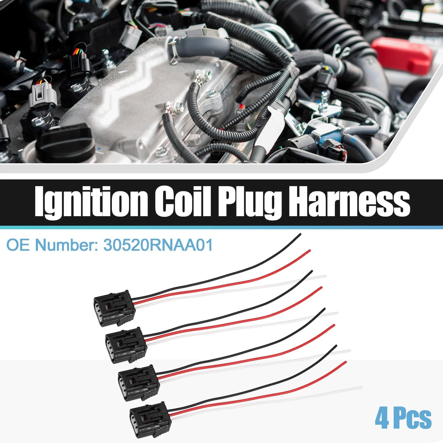 4pcs 2.4L Ignition Coil Connector for Honda CR-V (2015-2019)