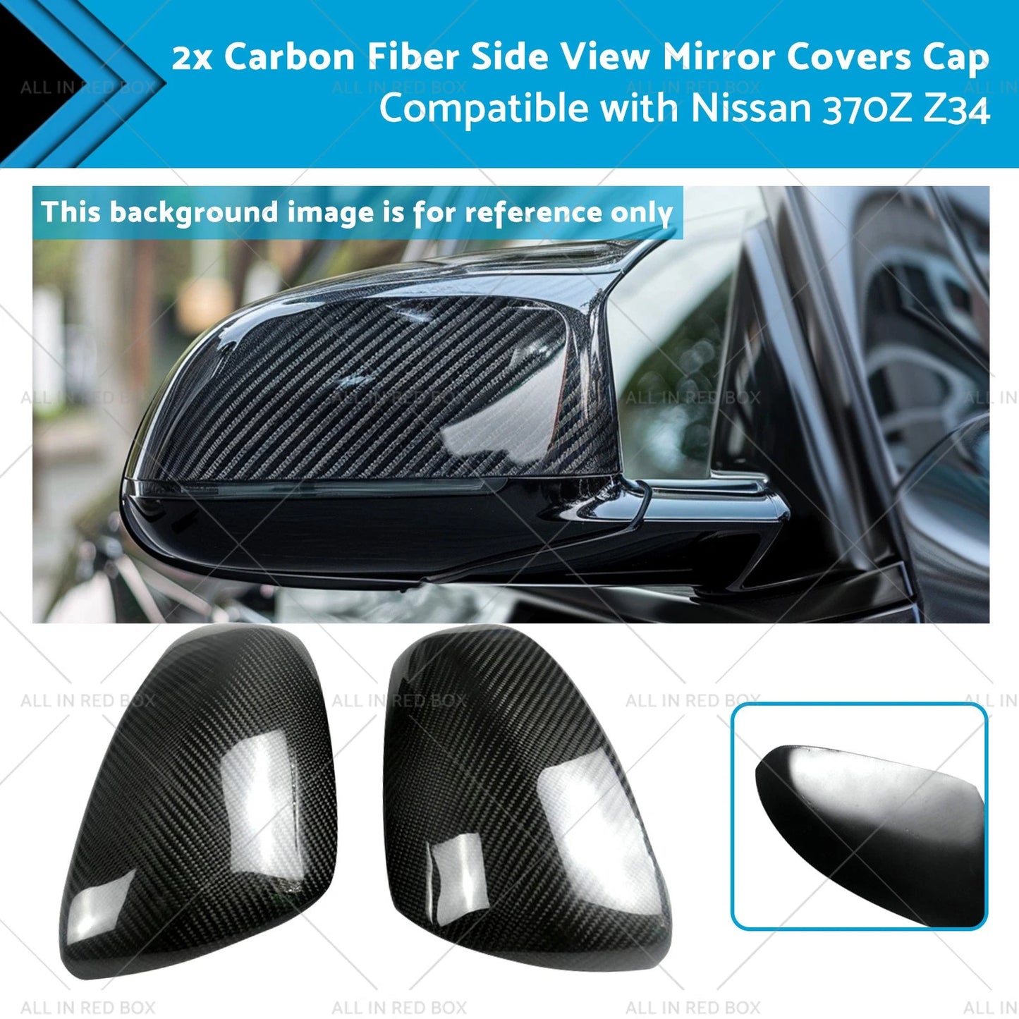 Carbon Fiber Side View Mirror Covers for Nissan 370Z Z34 (2009-2019)
