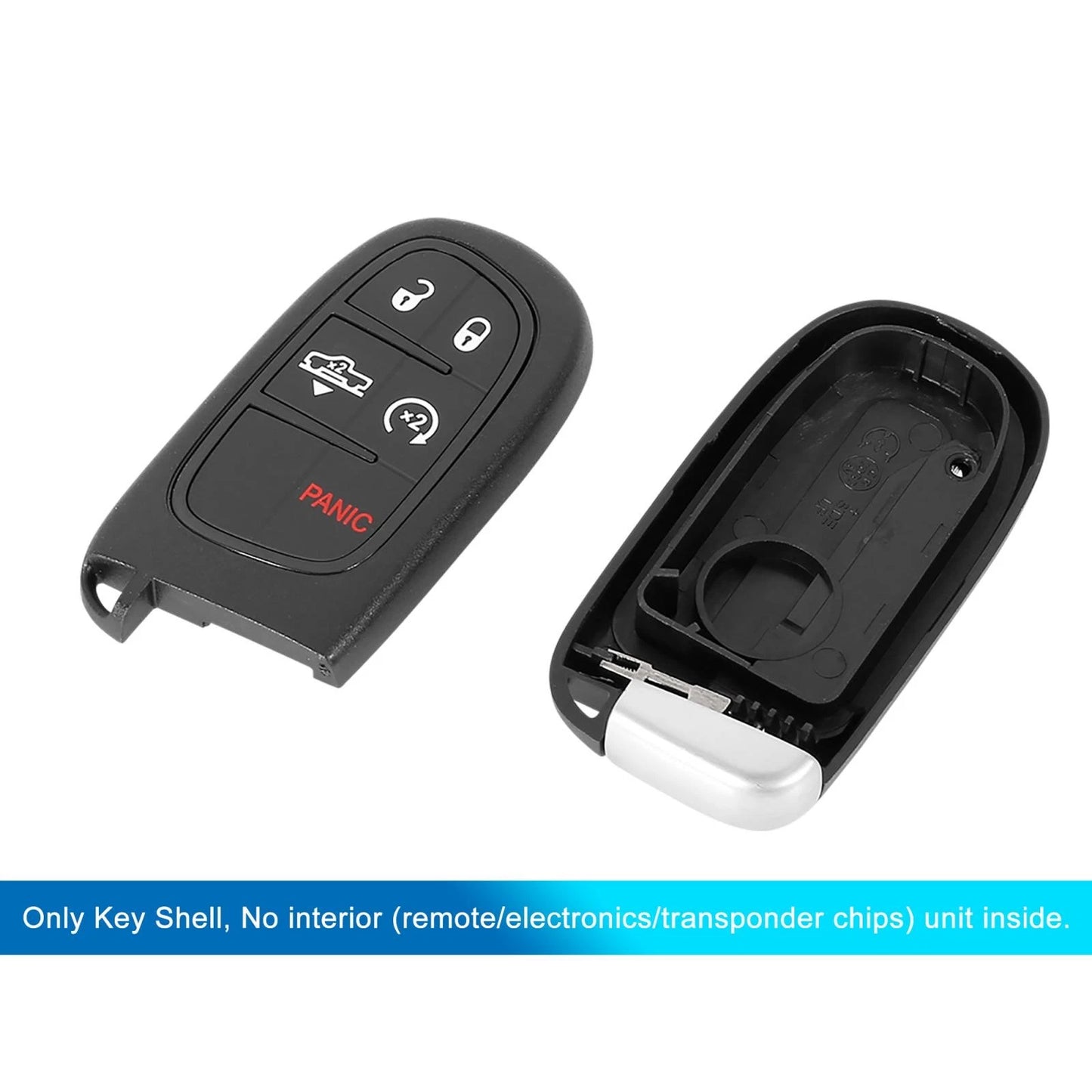 Key Fob Shell Case for Jeep Cherokee, Ram 1500, 2500, 5 Button (2014-2023)