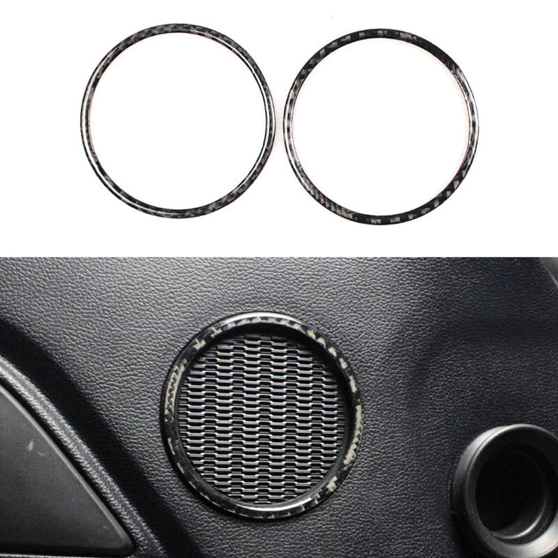 2pcs Carbon Fiber Dorr Side Speaker Cover Ring Trim For Ford Mustang 2015-2018