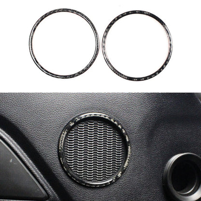 2pcs Carbon Fiber Dorr Side Speaker Cover Ring Trim For Ford Mustang 2015-2018