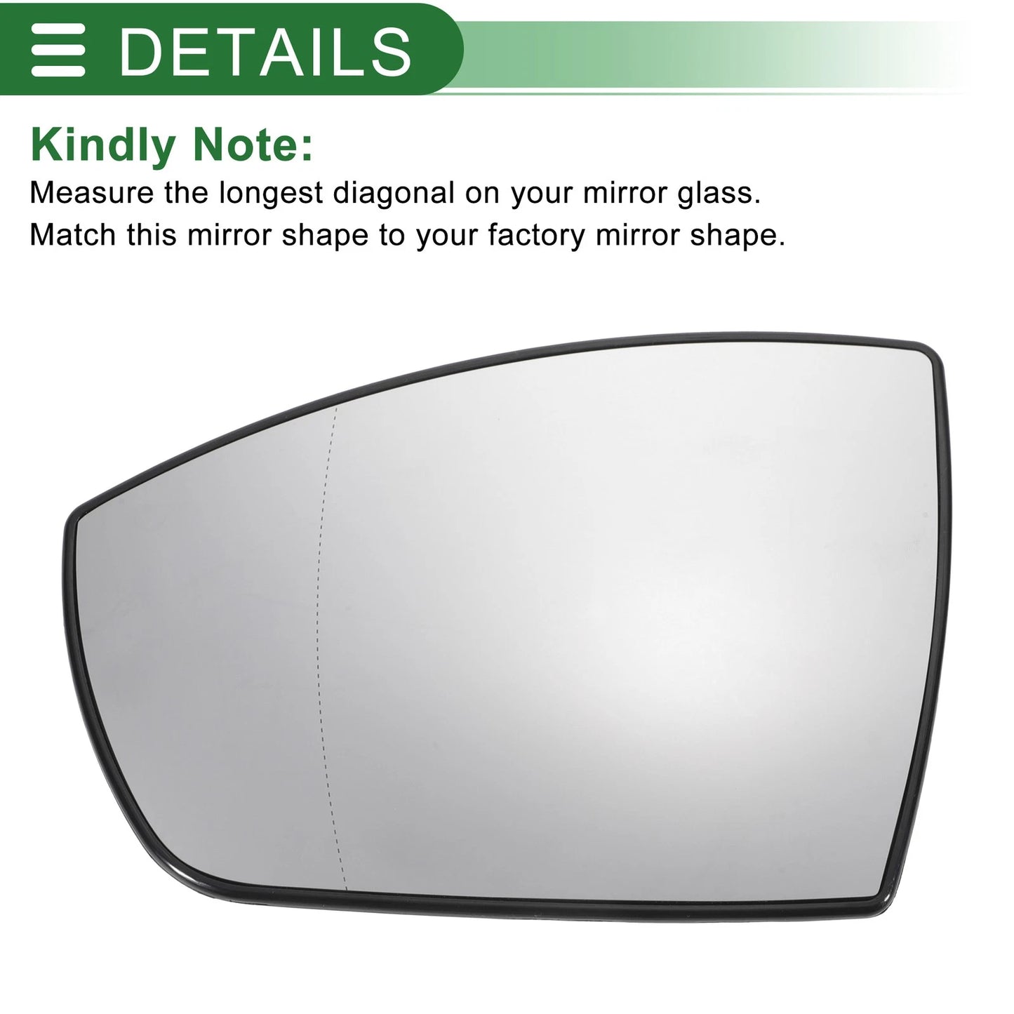 Left Side White Mirror Glass w/ Back Aspherical Heated for Ford Kuga (12-19)