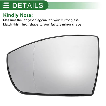 Left Side White Mirror Glass w/ Back Aspherical Heated for Ford Kuga (12-19)