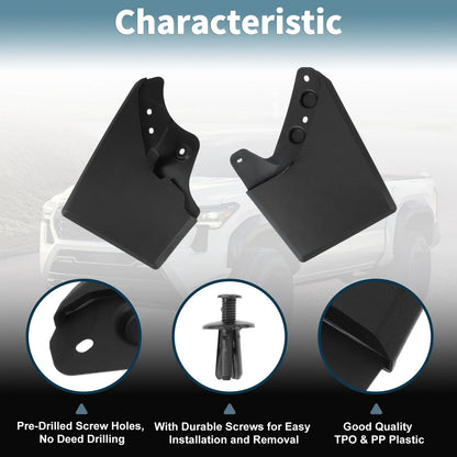 Mud Flaps Kit for Toyota Tacoma Splash Guards (2024-2025) No-Drill Installation
