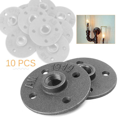 10 x 1/2" Malleable Iron Floor Flange Pipe Fittings for Wall Mount Black