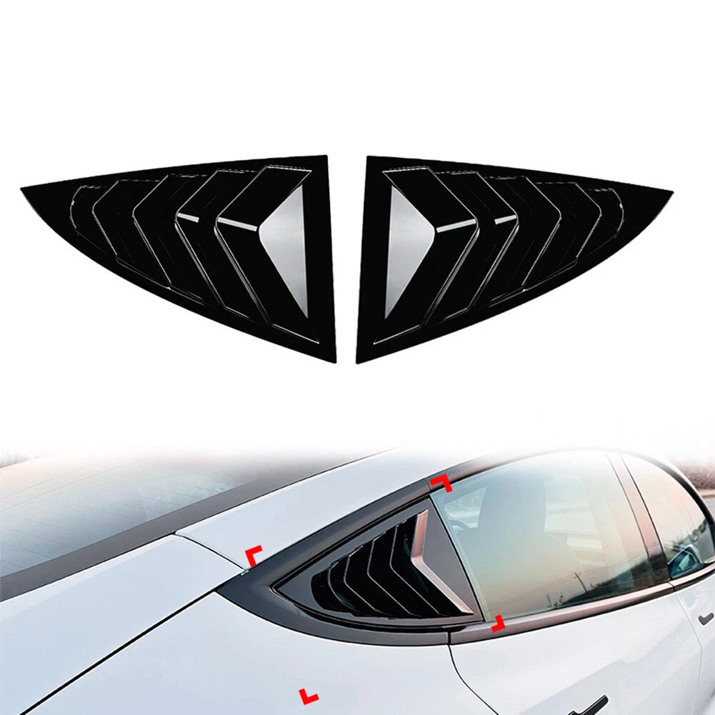 Glossy Black ABS Rear Window Louver Cover Trim for Tesla Model Y (2020-2023)