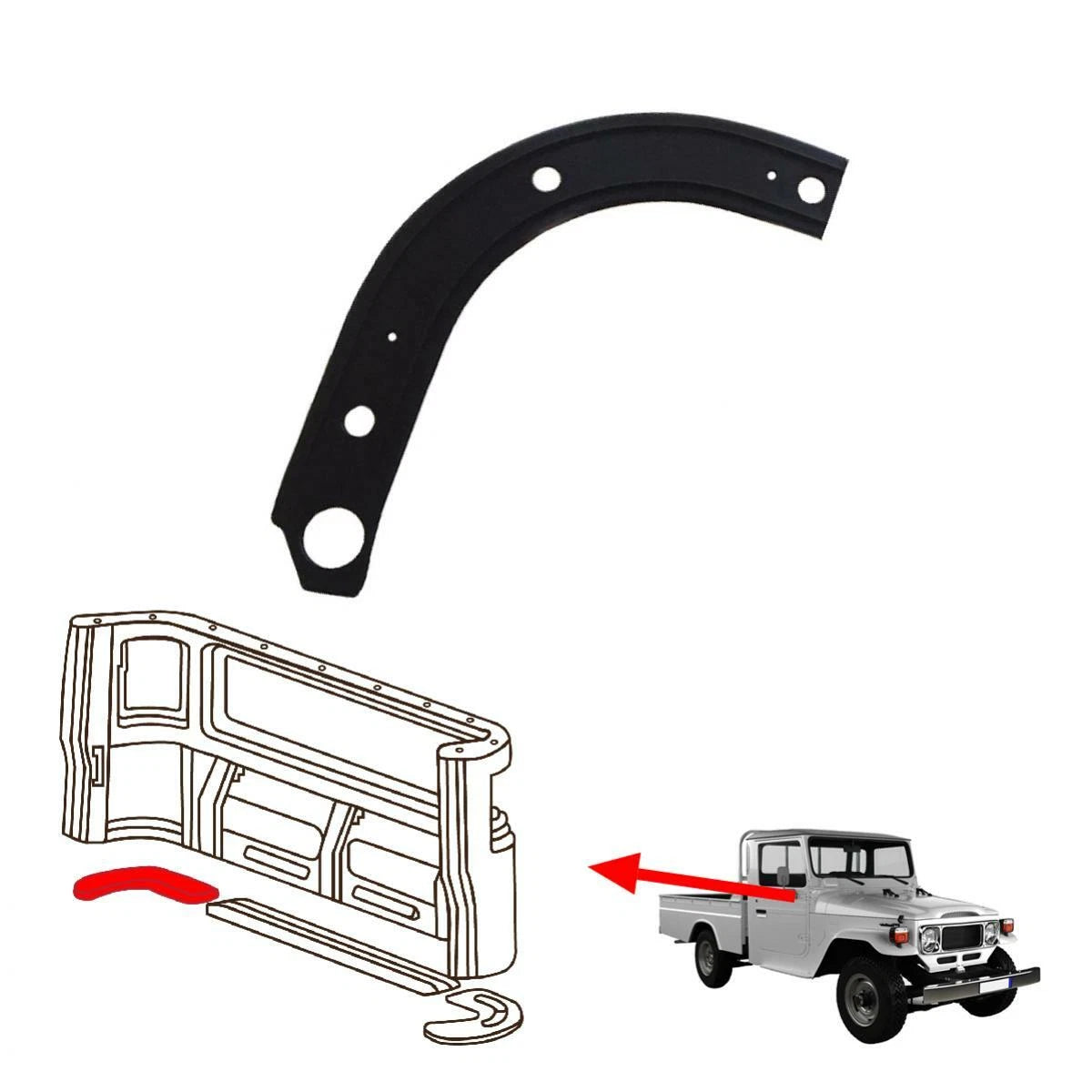 RH Spacer Cab Rear Panel Door Rubber Seal Fits Toyota Land Cruiser FJ45 1975-84