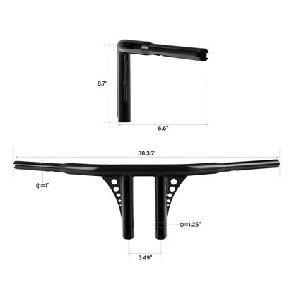 8" Black T-Bar Handlebar for Harley Dyna Low Rider FXDL & Softail (2006-2017)