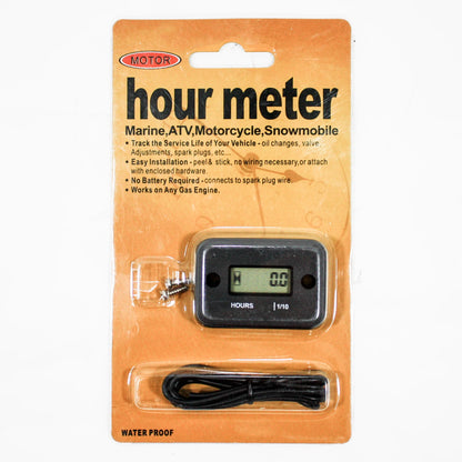 Inductive Waterproof Hour Meter for Marine ATV Motorcycle Dirt Bike - Black