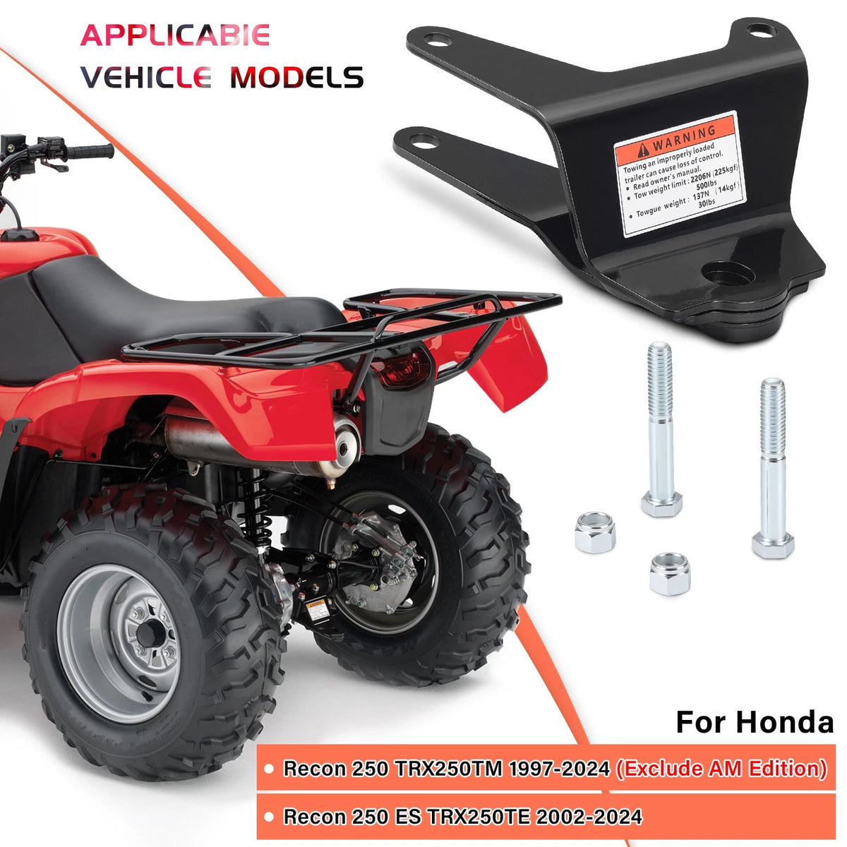 Trailer Hitch w/ Bolt for Honda Recon 250 TRX250 TM/TE