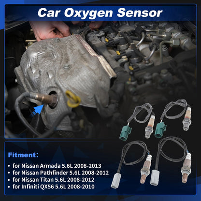 Oxygen Sensors 4 x for Nissan Pathfinder Titan 5.6L (2008-2012)