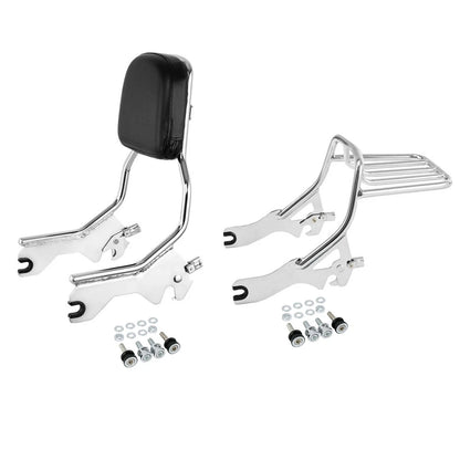 Chrome Sissy Bar Backrest & Luggage Rack Docking Kit for Harley Softail (18-25)