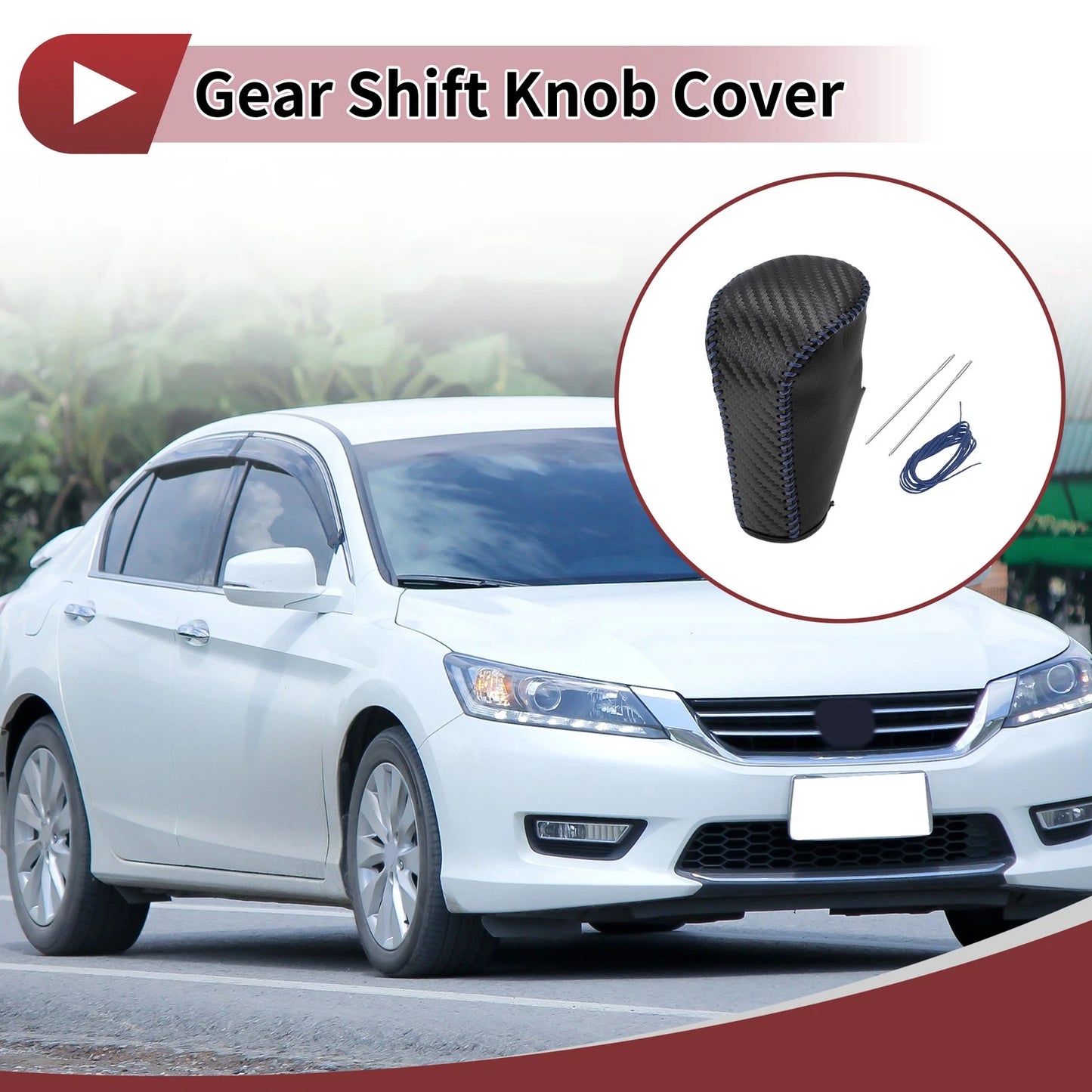 Black Blue Leather Gear Shift Knob Cover for Honda Accord (2008-2012)