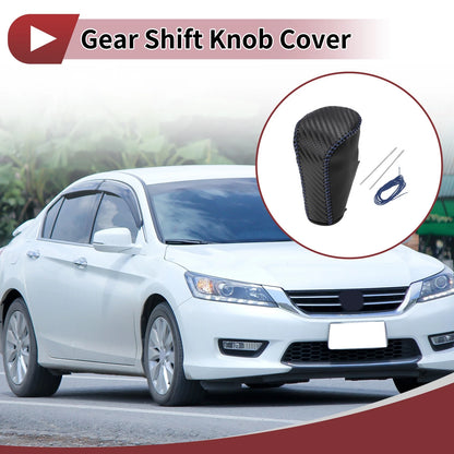 Black Blue Leather Gear Shift Knob Cover for Honda Accord (2008-2012)