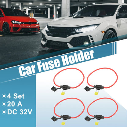 4 x 12 Gauge Mini Blade Style Inline Fuse Holders with 20A Fuses for Car