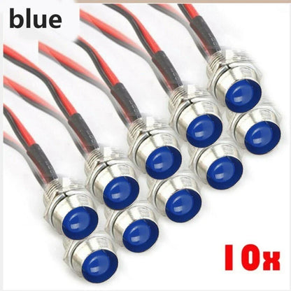 10x 12V LED Panel Indicator Lights for Car/Truck/Boat - Waterproof Bulb