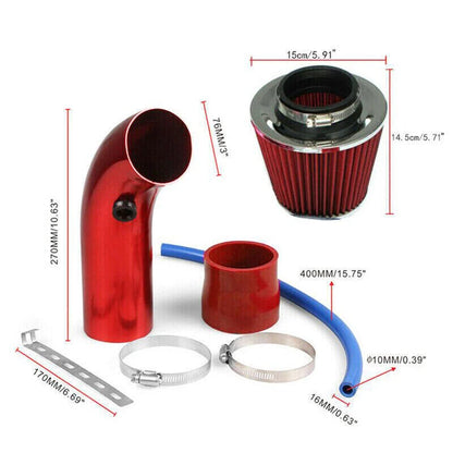 Cold Air Intake Filter System for AC Red Aluminum Induction Pipe for Car