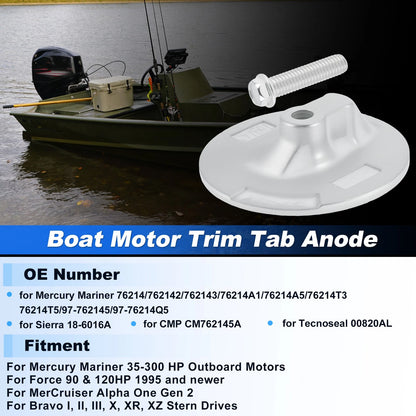 Boat Motor Trim Tab Anode for Mercury Mariner 35-300 HP Outboard Motors