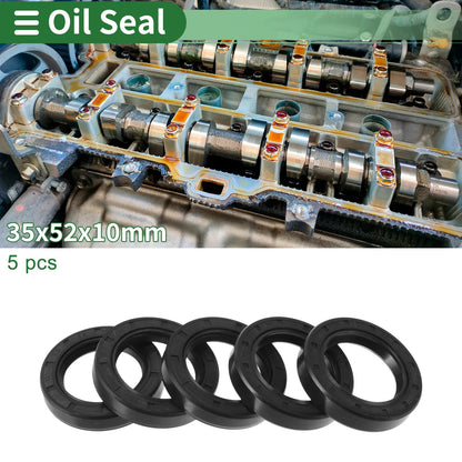 Oil Seal 35x52x10mm NBR Rubber Black 5 Pcs