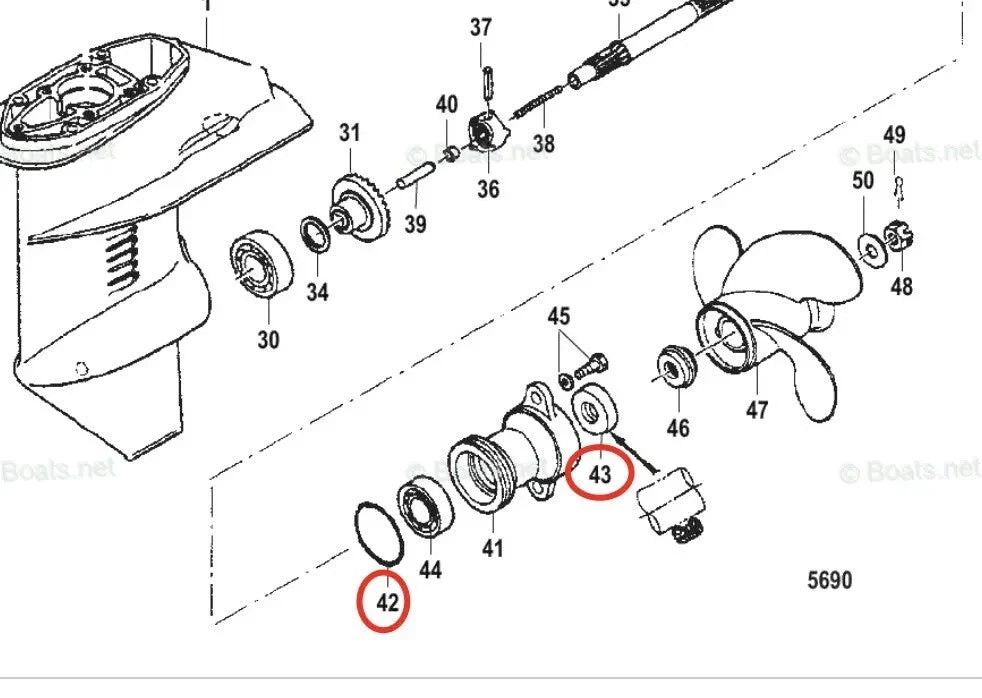 Mercury Mariner Lower Gearcase Propeller Shaft Oil Seal for Mercury, Mariner