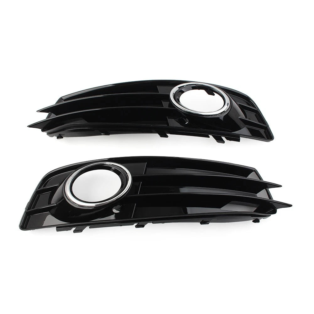 Front Bumper Fog Light Grille Covers with Chrome Ring for Audi A3 (09-12)
