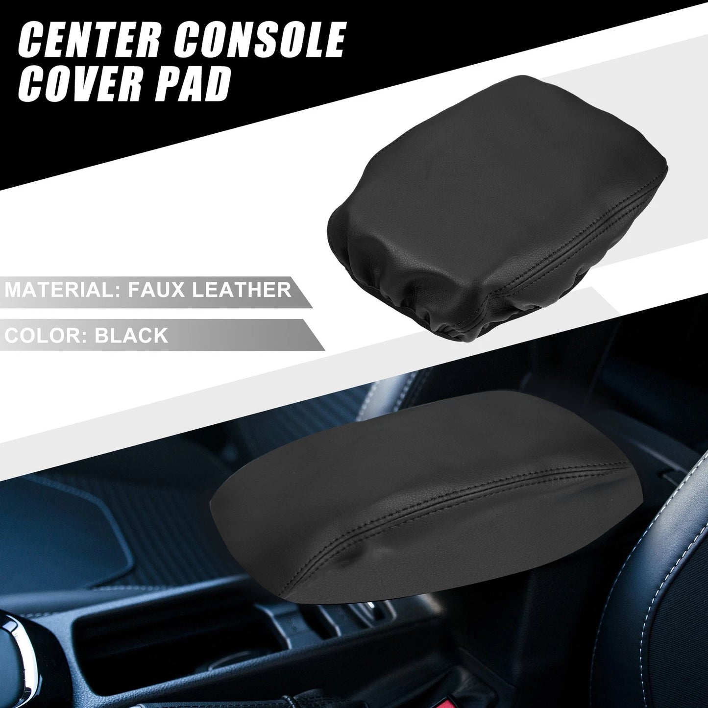 Armrest Cover Pad for Mitsubishi Outlander 2022-2023 Faux Leather Black