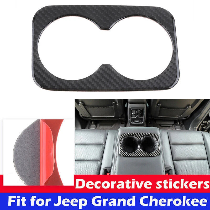 Carbon Look Rear Seat Cup Holder Panel Cover Trim for Jeep Grand Cherokee (2011-2020)