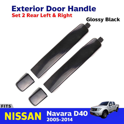 Outer Door Handle BK Gloss Rear L+R Fits Nissan Navara D40 4D Pickup 2005-14 D06