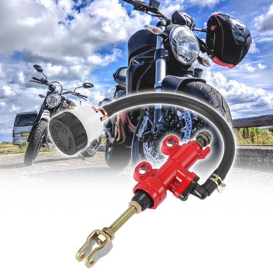 Rear Brake Master Cylinder Pump with Reservoir for Motorcycle Dirt Bike Red