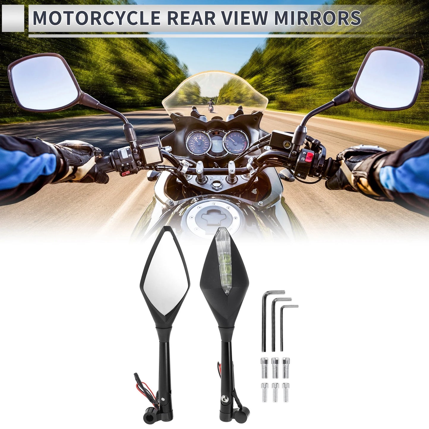 M8/M10 Rear View Mirrors Handlebar Mirror Black Aluminum Alloy for Motorcycle