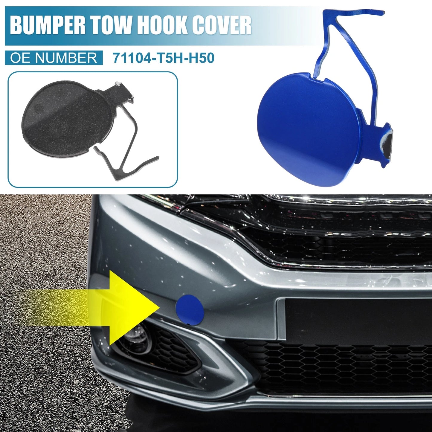 Front Bumper Tow Hook Cover for Honda Fit (2018-2019) - Deep Blue