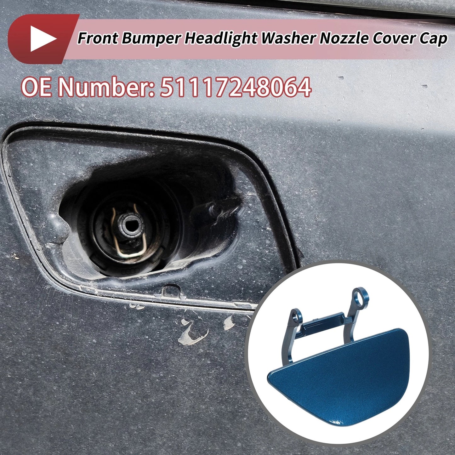 Front Right Washer Nozzle Cover for BMW 535i GT (2010-2017) Blue