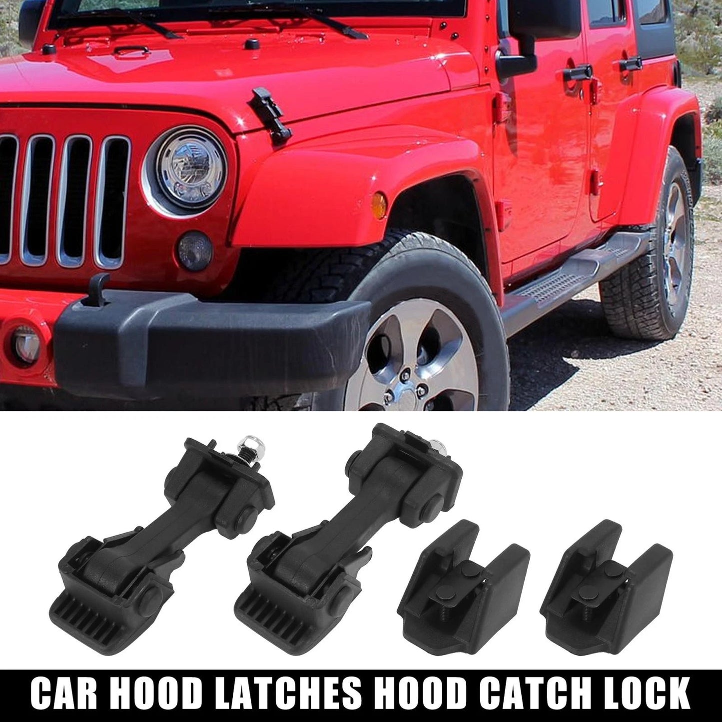 Hood Latch Lock for Jeep Wrangler JK 2007-2016 - 2 x Locks
