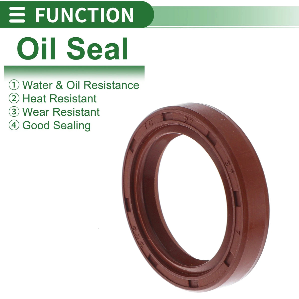 Oil Seal 27x37x7mm Brown 5 Pcs FKM Rubber for Make Model