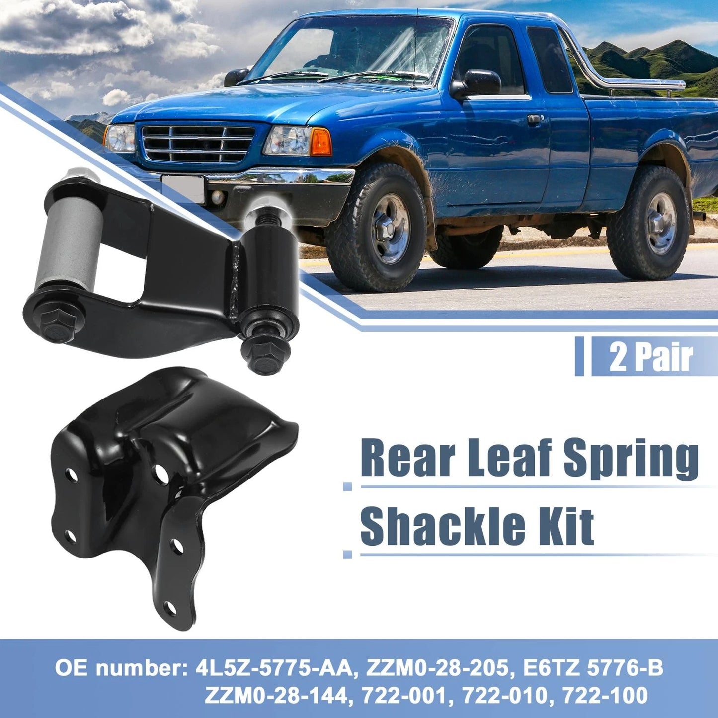 Rear Leaf Spring Shackles with Brackets for Ford Ranger, Mazda B (2001-2011)