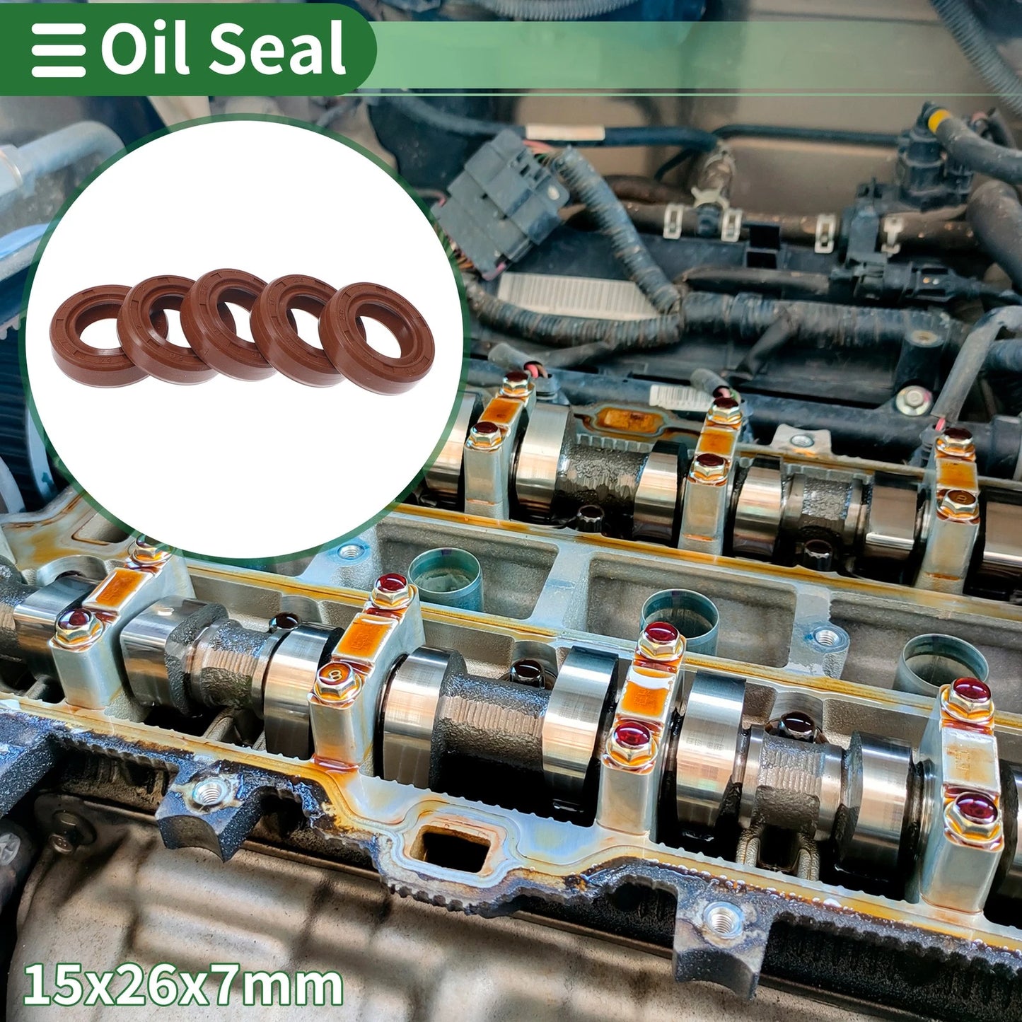Oil Seal / 15x26x7mm / Seal Ring Rotary Shaft Seal FKM Rubber for Make Model