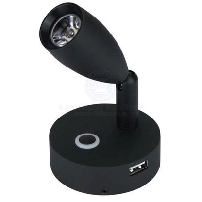 Caravan Boat Reading Lights LED 10-30V Black Aluminum with USB Port Pair