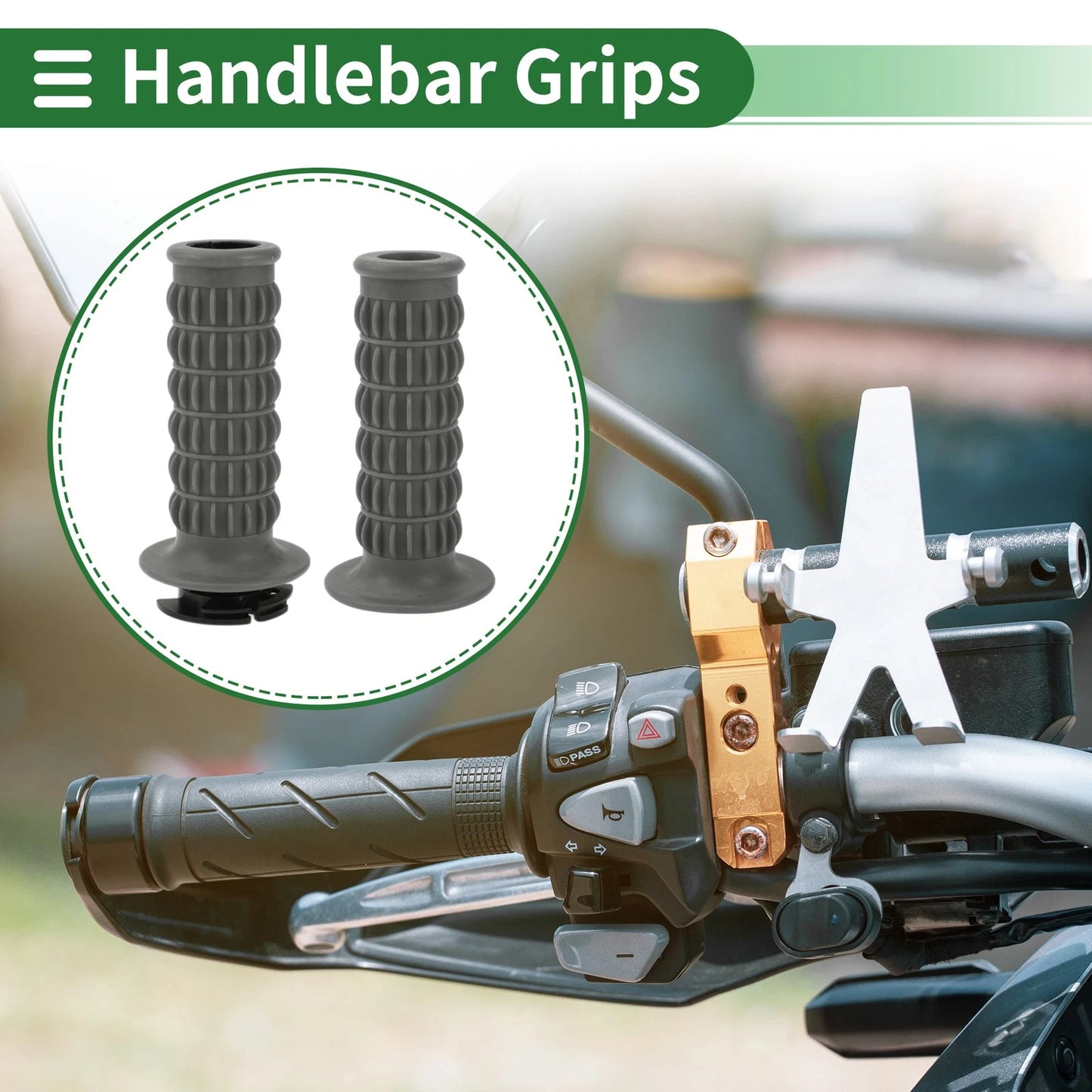 7/8" 22mm Hand Grips TPU Dark Gray for Motorcycle
