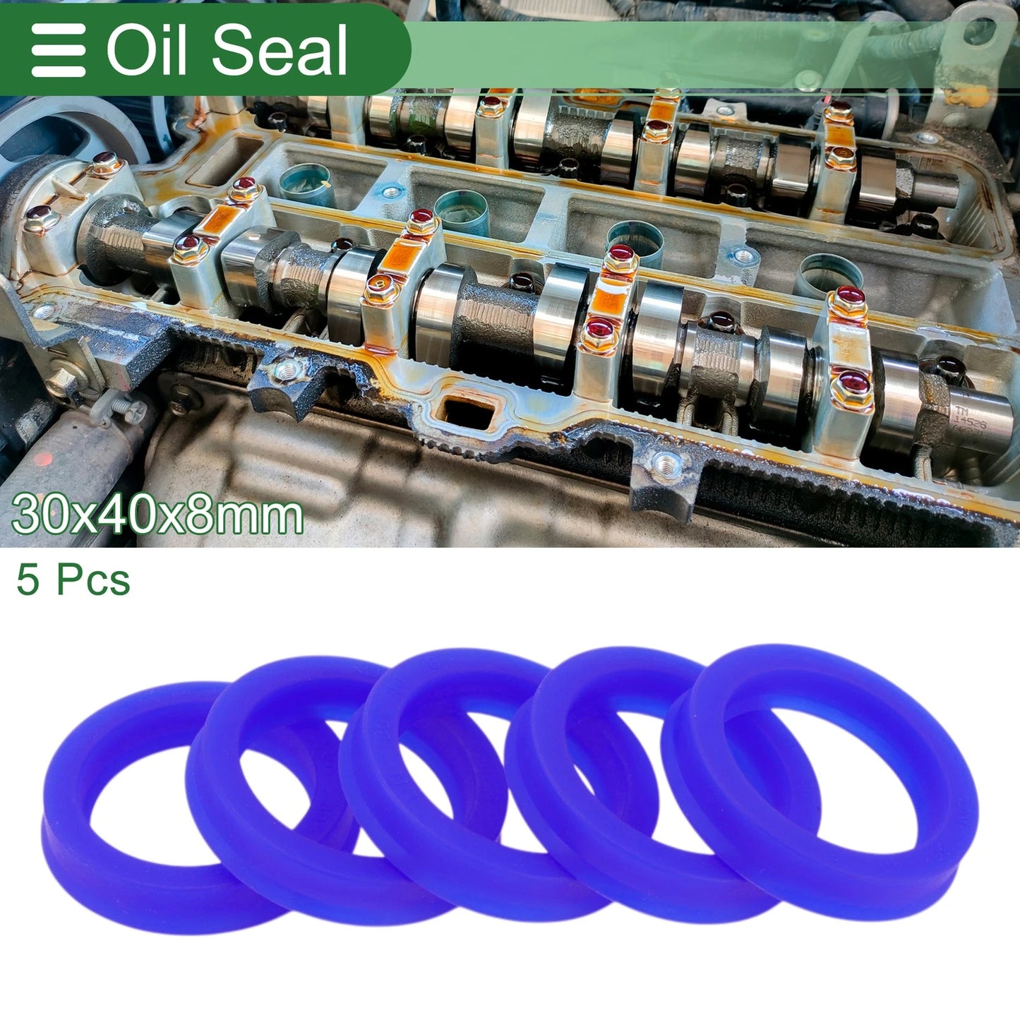 Oil Seal 30x40x8mm TPU Rotary Shaft Seal High Pressure Blue 5 Pcs for All Cars