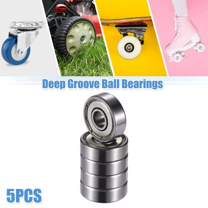 5pcs 6x19x6mm Deep Groove Ball Bearings with Double Metal Shield for Machinery